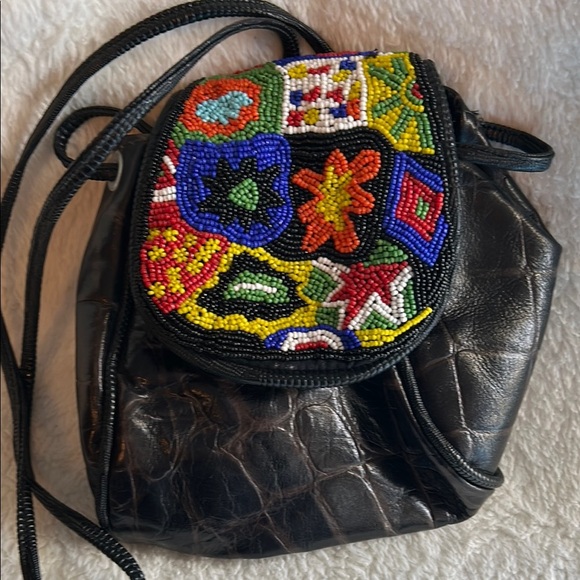 Vintage Claudia Beaded Black Leather Women's Bag - Picture 15 of 15